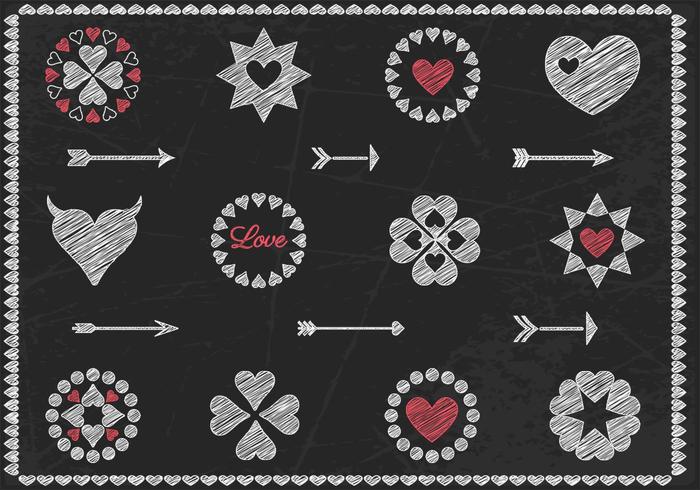 700x490 Chalk Drawn Heart Vector And Arrow Vector Pack