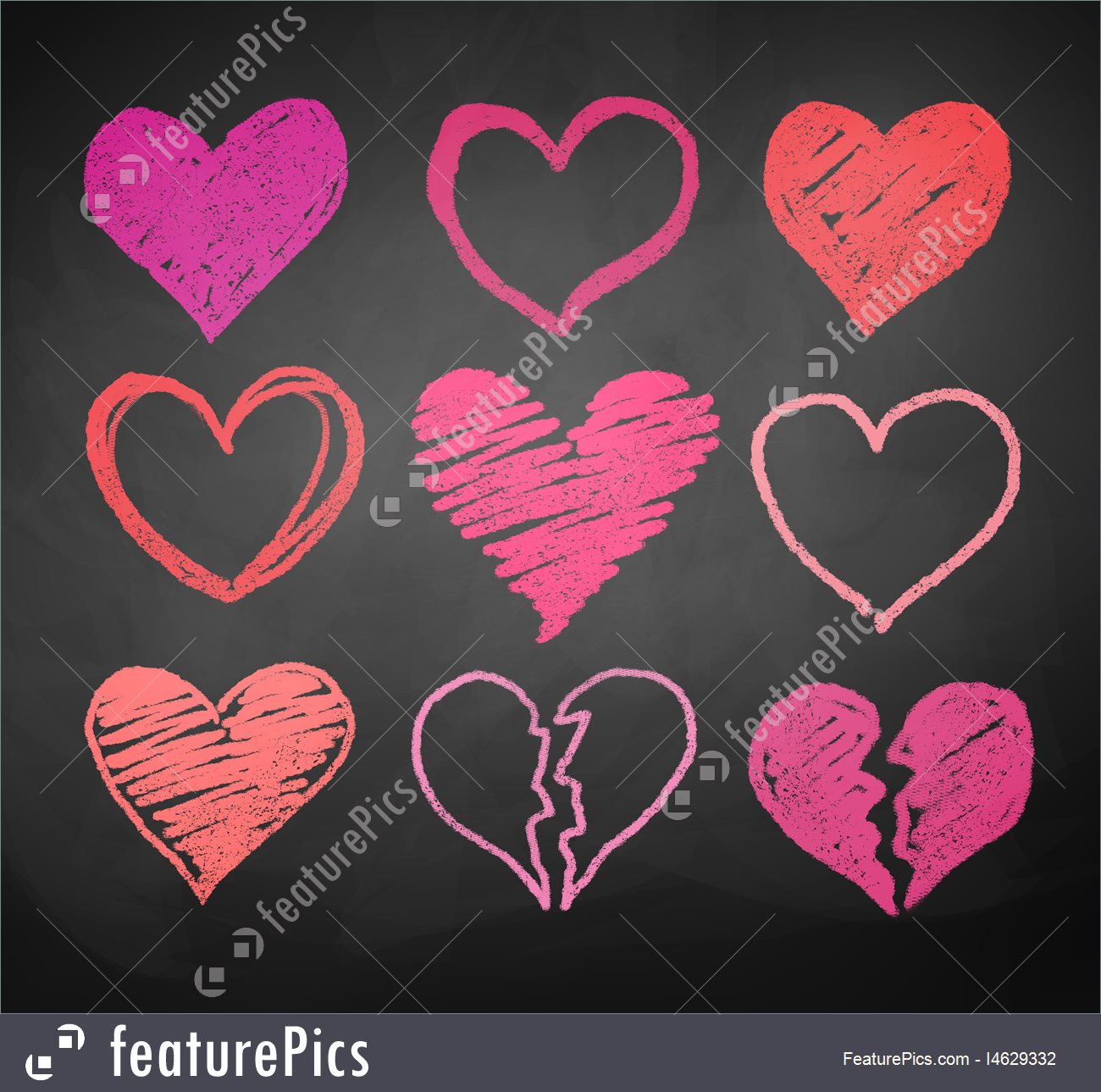 1300x1289 Chalk Drawn Hearts Stock Illustration I4629332