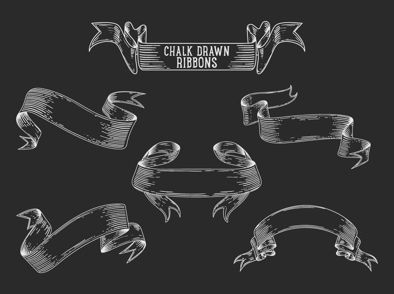 1312x980 Free Chalk Drawn Ribbon Vector Set Vector Art Amp Graphics