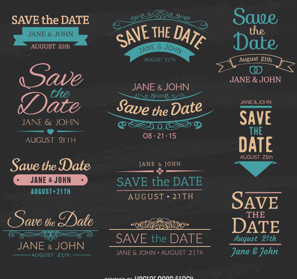 602x566 Save The Date Chalk Emblems Free Vector Download 199747 Cannypic