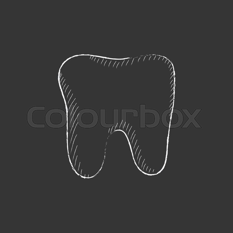 800x800 Tooth. Hand Drawn In Chalk Vector Isolated Icon For Web, Mobile