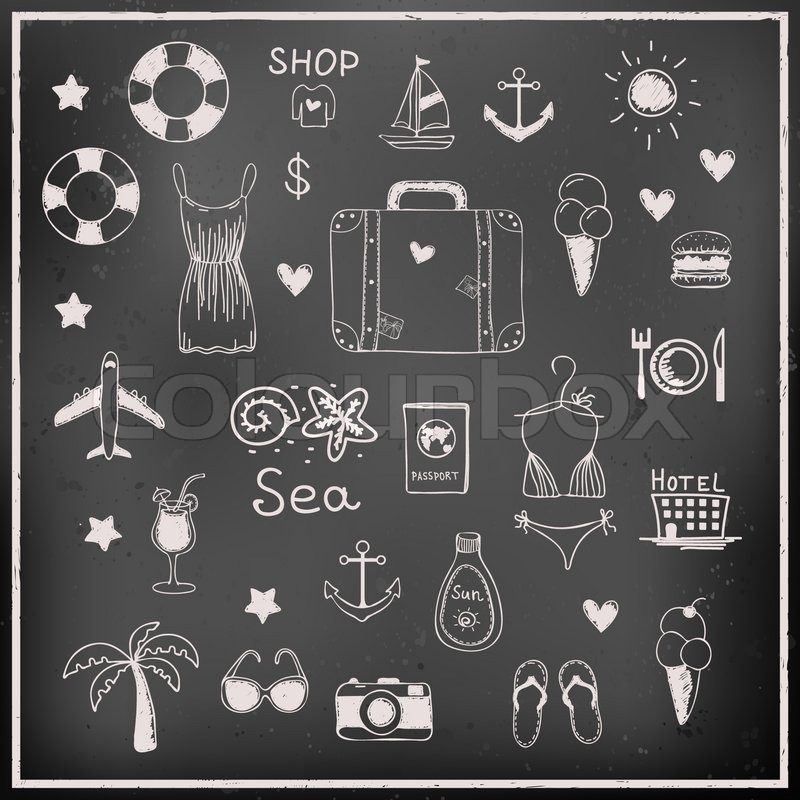 800x800 Vector Hand Drawn Summer Vacation And Travel Elements And Icons