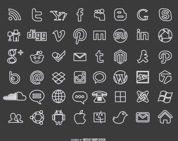 602x478 Chalk Social Media Icons Blackboard Free Vector Download 199587