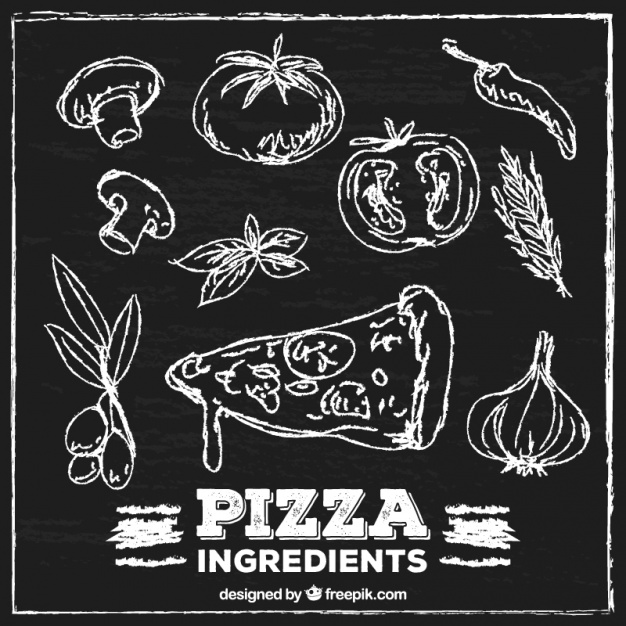 626x626 Pizza Ingredients Painted With Chalk Vector Free Download