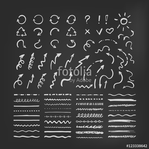 500x500 Set Of Vector Brushes And Arrows On Blackboard. Chalk Vector