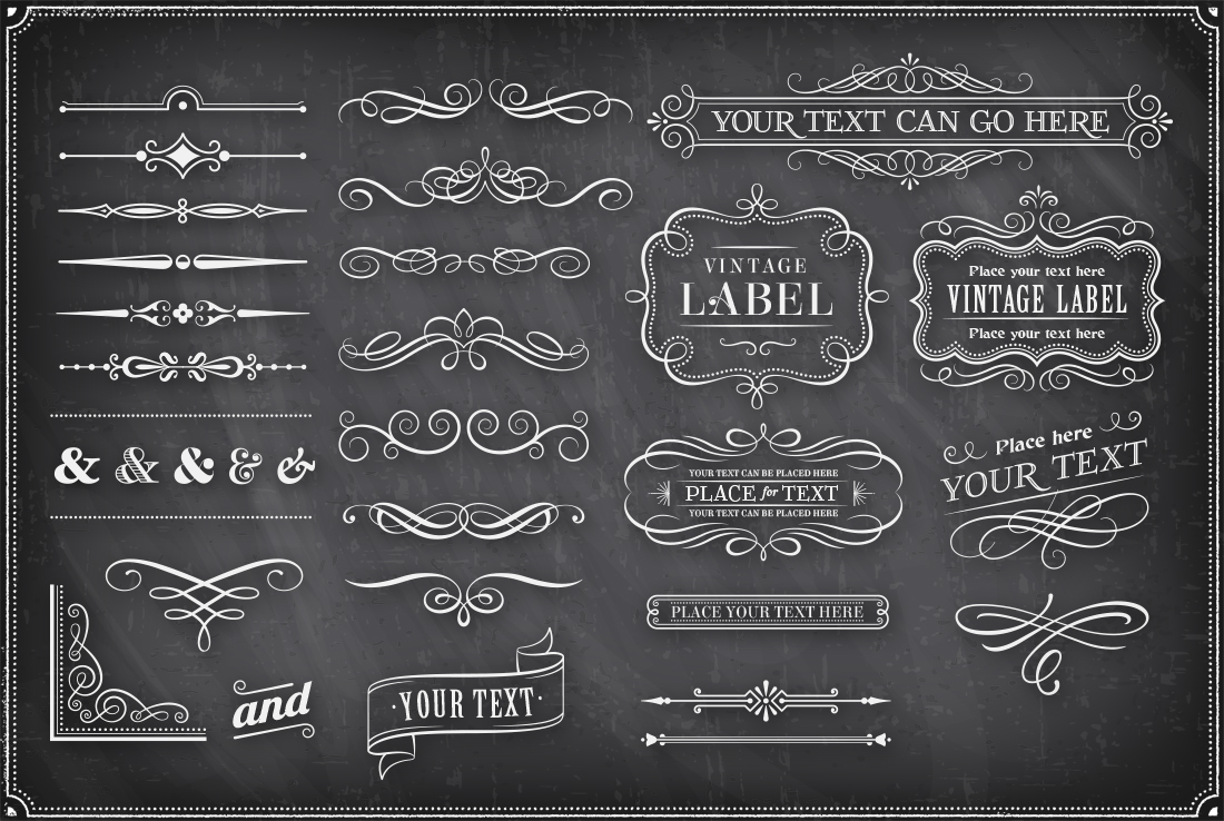 1100x738 Vintage Vector Chalkboard Decorations 01