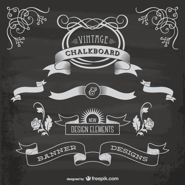 626x626 Vintage Chalkboard Ribbons Collection Vector Free Download Chalk