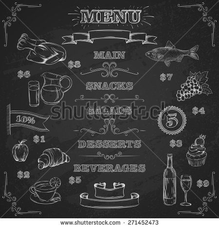 450x470 Restaurant Food Menu Design With Chalkboard Background Vector Hand