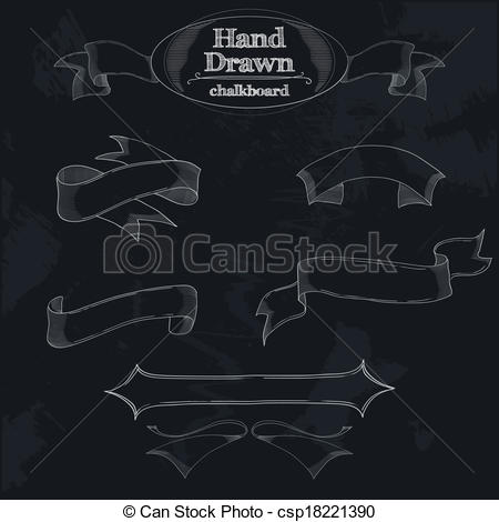 450x470 Chalkboard Vector Banner And Ribbon, Vector Set.