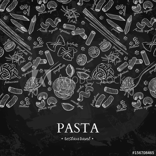 500x500 Italian Pasta Restaurant Vector Vintage Illustration. Hand Drawn