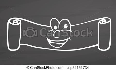450x273 Banner With Face Drawing On Chalkboard. Handdrawn Vector Sketch
