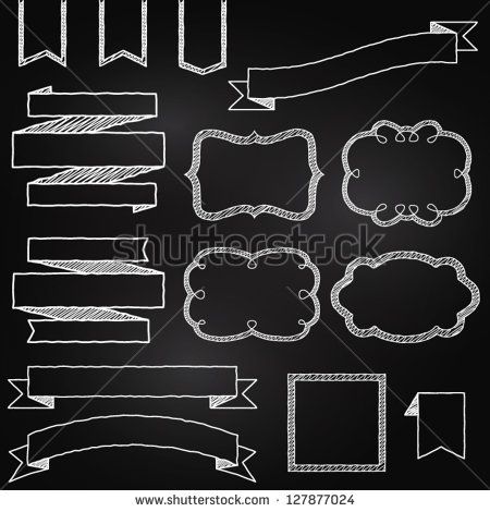 450x470 Vector Collection Of Chalkboard Style Banners, Ribbons And Frames