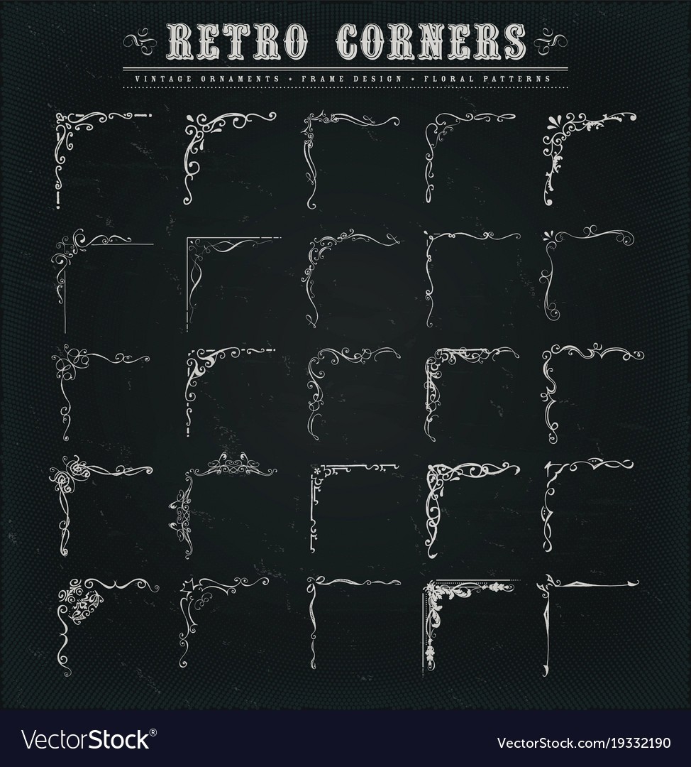 974x1080 Vintage Corners Borders And Frames On Chalkboard Vector 19332190
