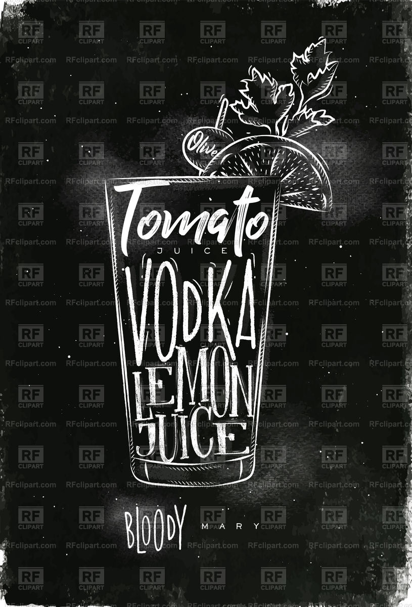 815x1200 Bloody Mary Cocktail On Chalkboard Vector Image Vector Artwork