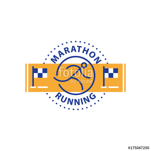 500x500 Marathon Event, Running Logo, Sports Challenge, Vector Line Icon