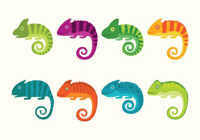 700x490 Cute Chameleon Vector Set