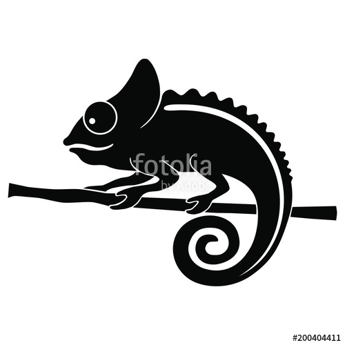 500x500 Icon Chameleon. Flat Symbol Chameleon. Isolated Black Sign