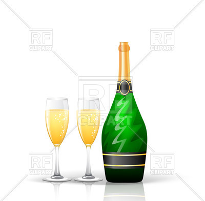 400x393 Champagne Bottle With Two Wineglasses Vector Image Vector