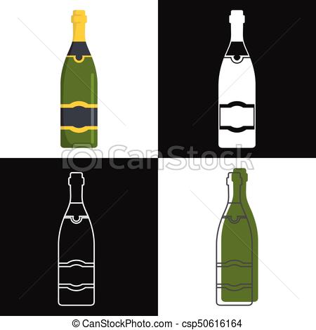 450x470 Champagne Bottles Vector Isolated On White Background. Mock Up Of