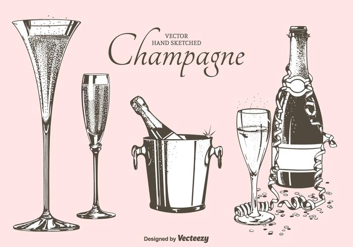 700x490 Fizz Champagne Flutes, Bottles And Bucket Vector Illustration