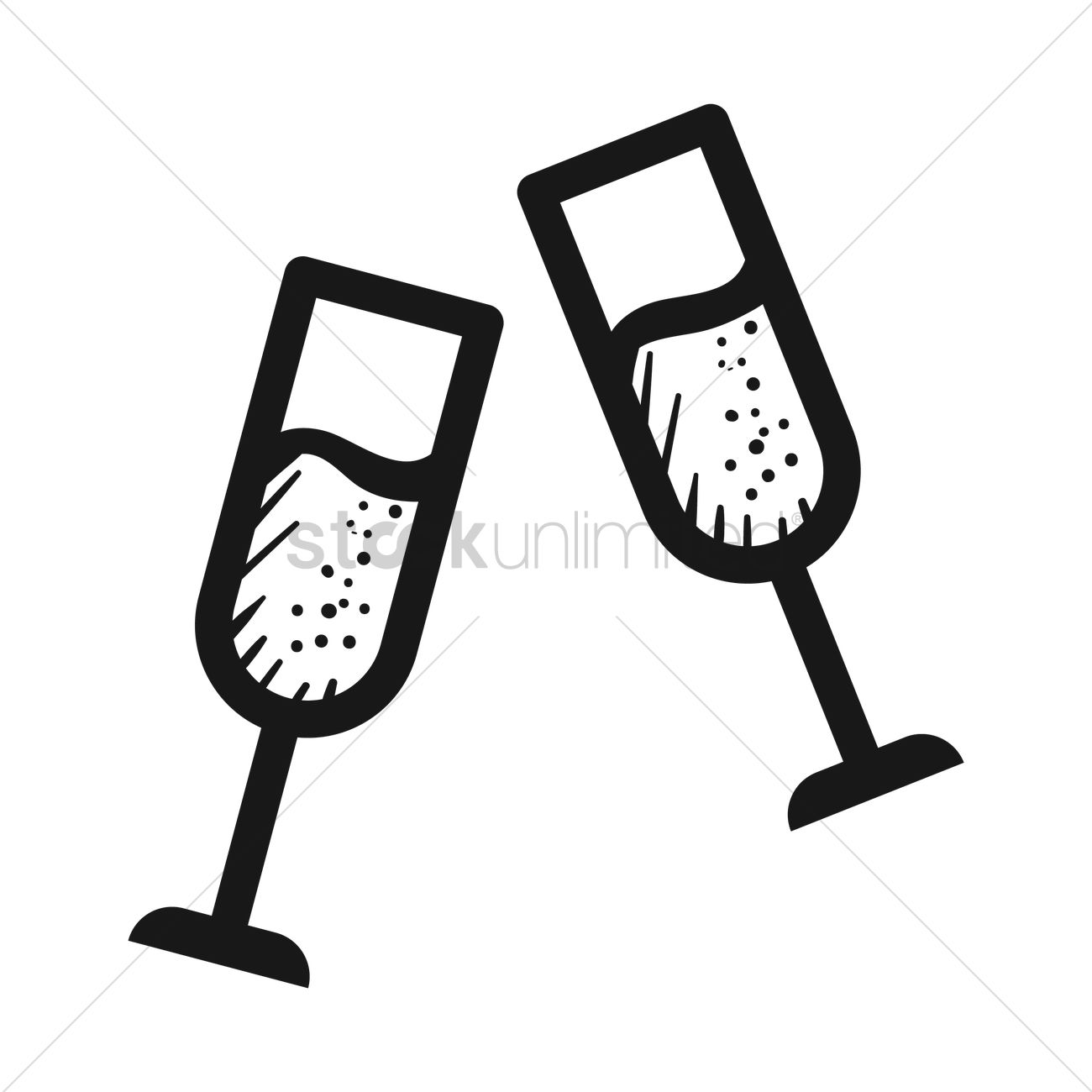 1300x1300 Two Champagne Flutes Vector Image