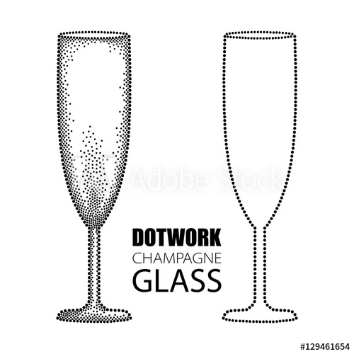 500x500 Vector Illustration With Dotted Champagne Glass Or Flute In Black