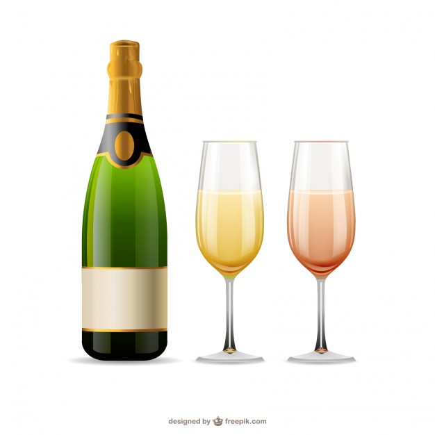 626x626 Champagne Glasses And Bottle Vector Free Download