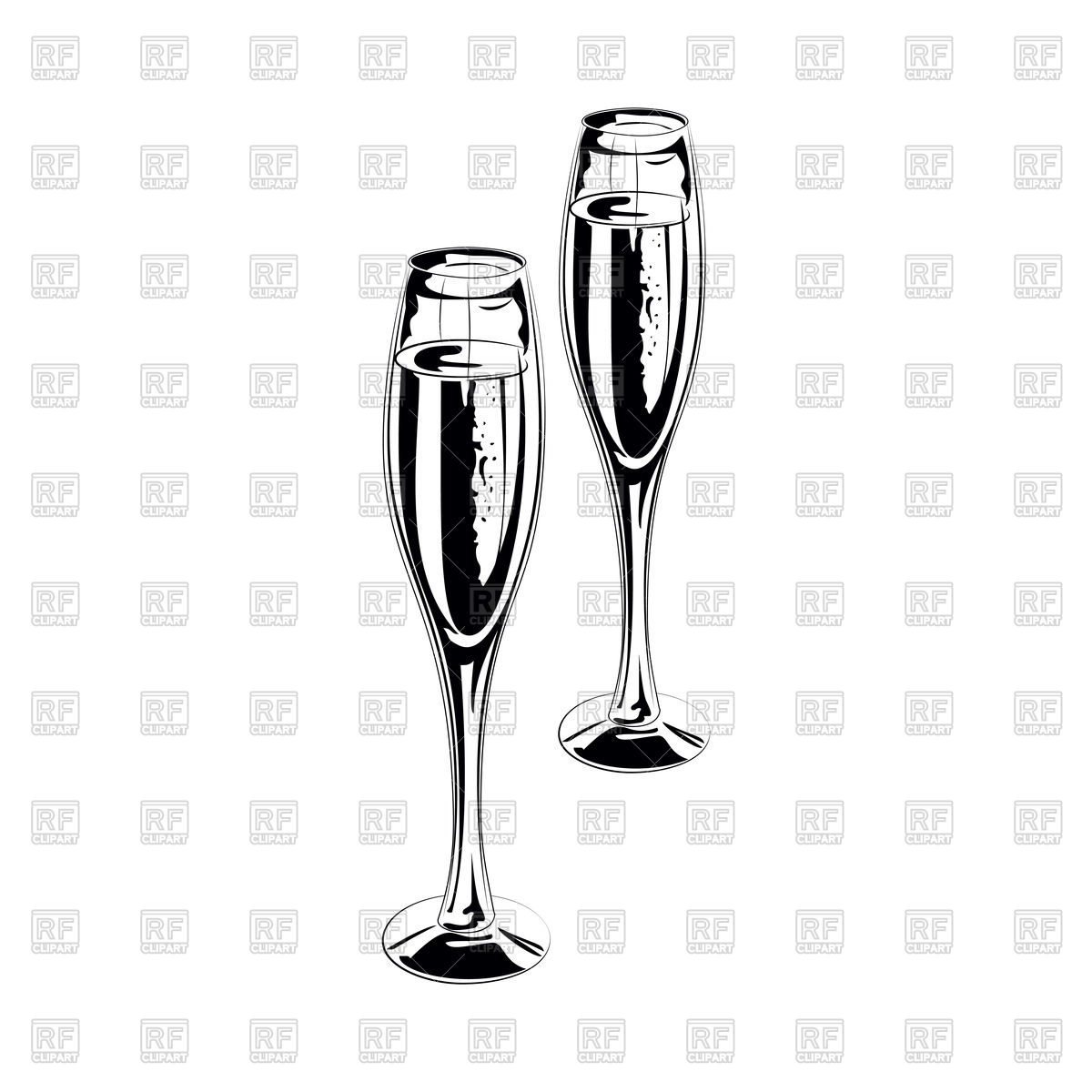 1200x1200 Pair Of Champagne Glasses Of Sketch Style Vector Image Vector