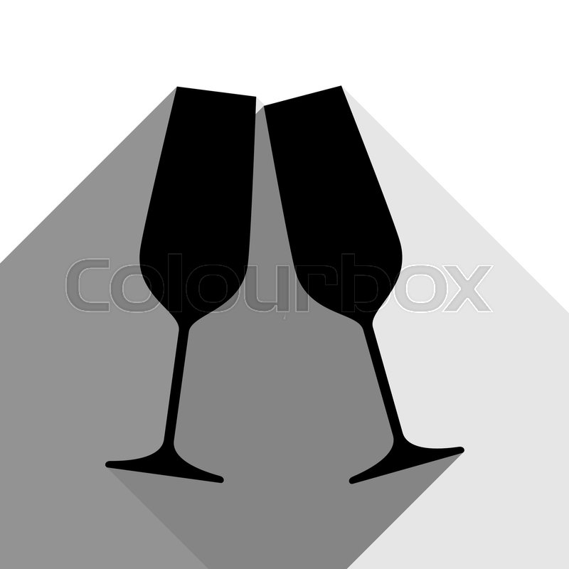 800x800 Sparkling Champagne Glasses. Vector. Black Icon With Two Flat Gray