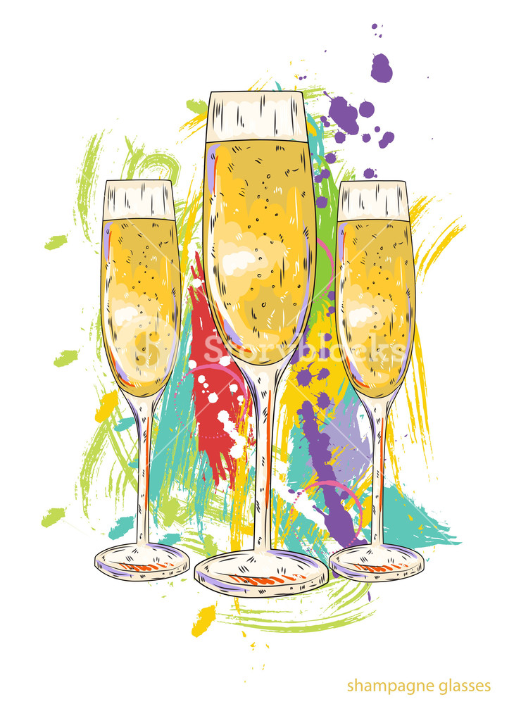 740x1000 Glasses Of Champagne Vector Illustration Royalty Free Stock Image