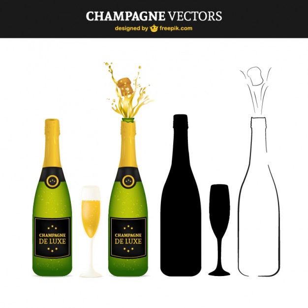 626x626 Champagne Bottles For Celebration Free Vector Free Vectors Ui