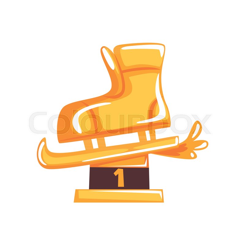 800x800 Figure Skating Award In Cartoon Flat Design. Golden Figurine In