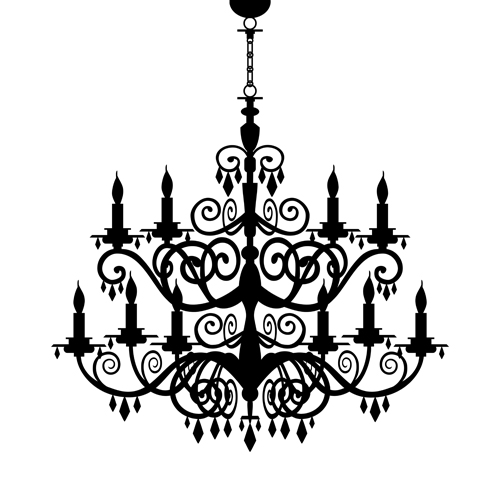 500x500 Ornate Chandelier Vector Silhouette Set 03 Free Download
