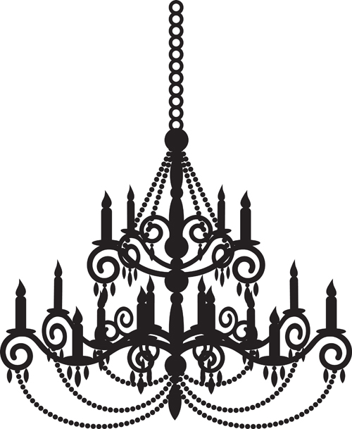 500x609 Ornate Chandelier Vector Silhouette Set 14 Free Download