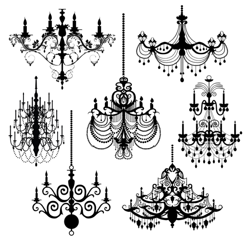 500x500 Ornate Chandelier Vector Silhouette Set 16 Free Download