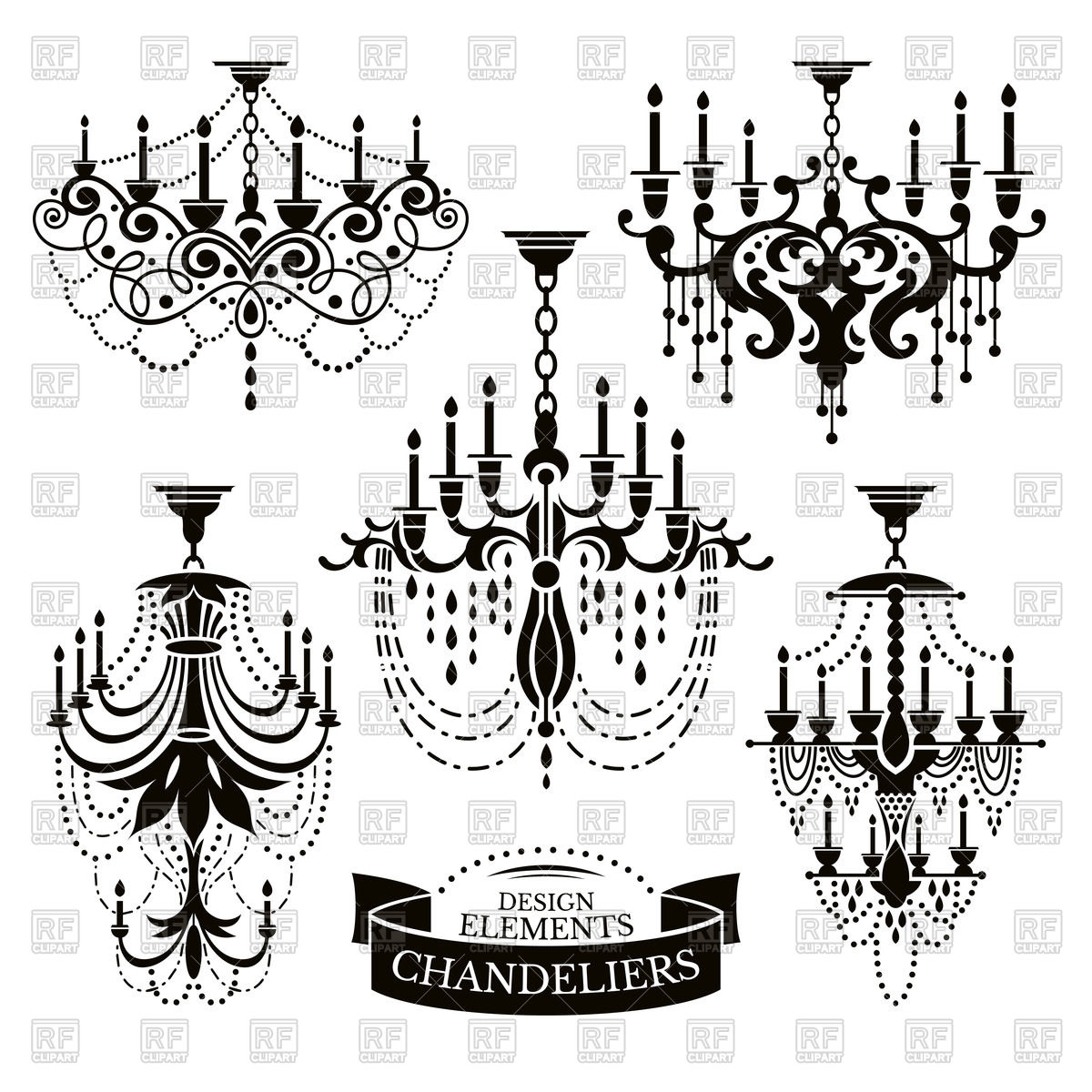 1200x1200 Silhouettes Of Chandeliers Vector Image Vector Artwork Of