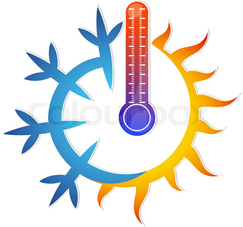 800x749 Sun, Snowflake And Thermometer. Symbol Of Temperature Change