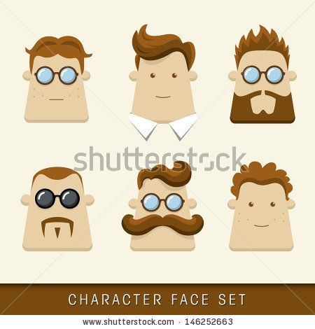 450x470 Men Character Icons. Vector Illustration