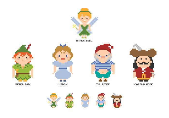 700x490 Pixel Peter Pan Characters Vector