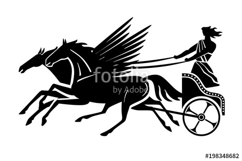 500x332 Greek Flying Chariot Silhouette. Vector Drawing Stock Image And