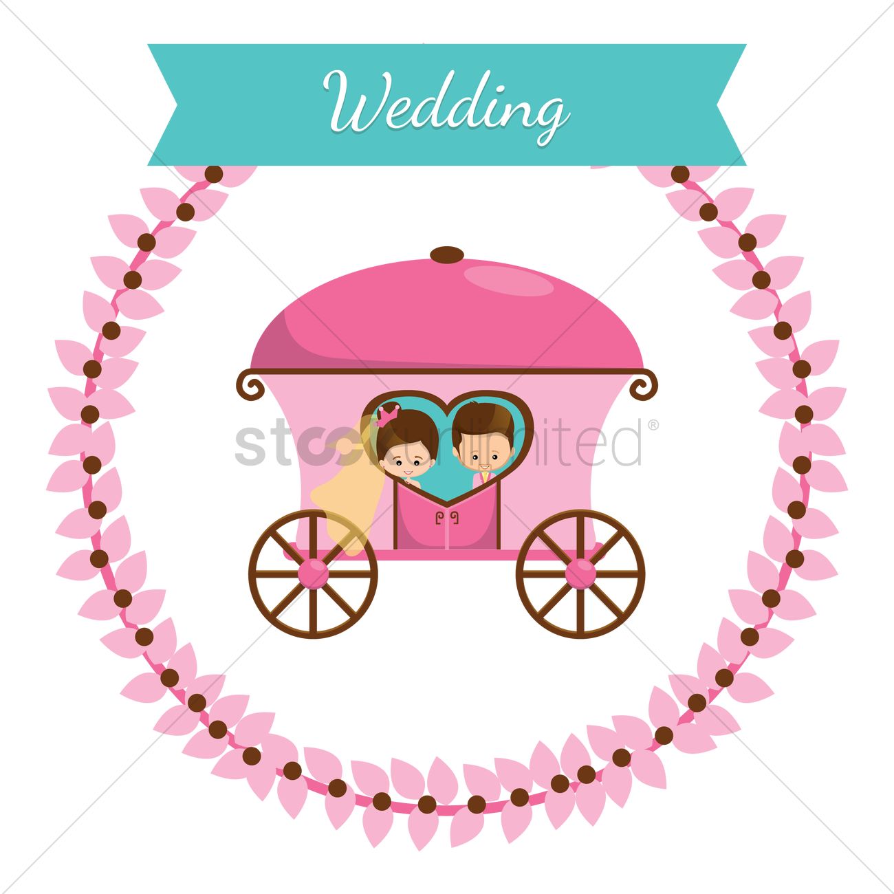 1300x1300 Wedding Chariot Vector Image