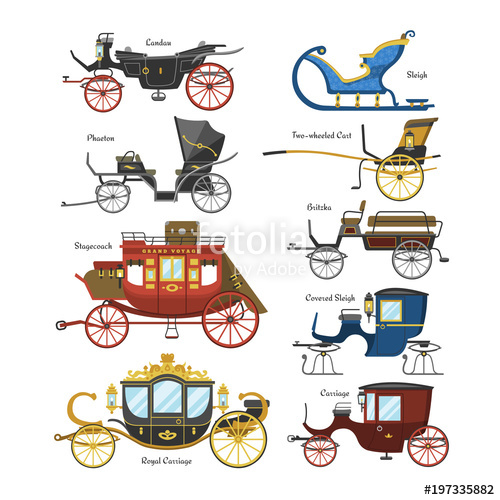 500x500 Carriage Vector Vintage Transport With Old Wheels And Antique