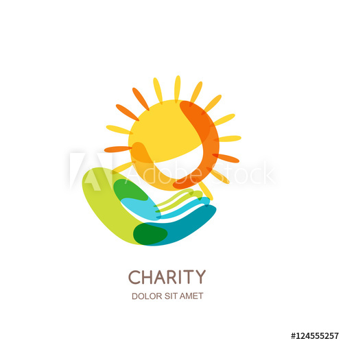 500x500 Charity Vector Logo Design Template. Abstract Colorful Sun On