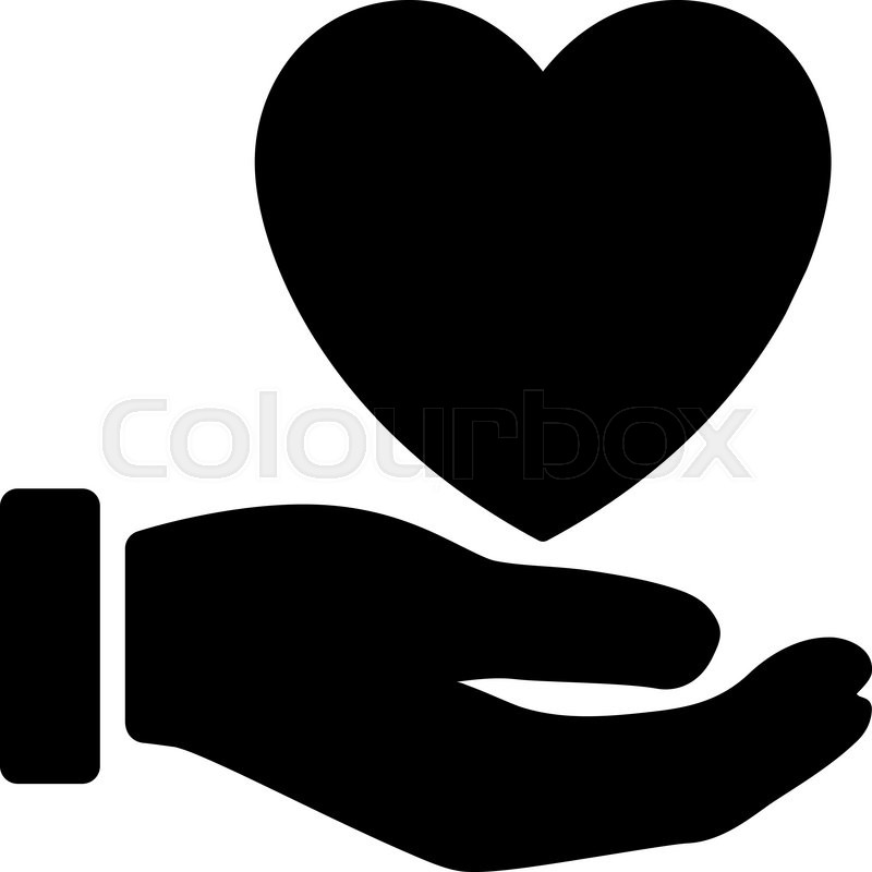 800x800 Heart Charity Vector Icon. Style Is Flat Symbol, Black Color