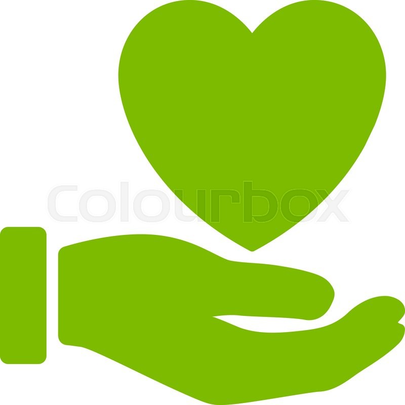 800x800 Heart Charity Vector Icon. Style Is Flat Symbol, Eco Green Color
