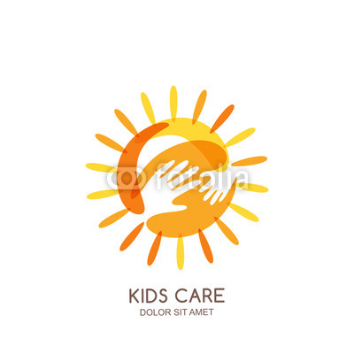 400x400 Kids Care, Family Or Charity Vector Logo Emblem Design Template