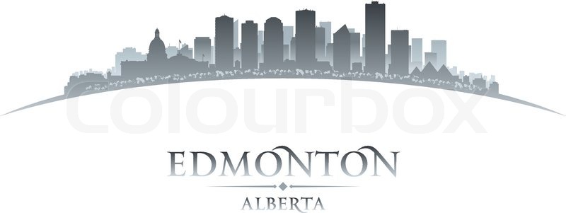 800x301 Edmonton Alberta Canada City Skyline Silhouette. Vector