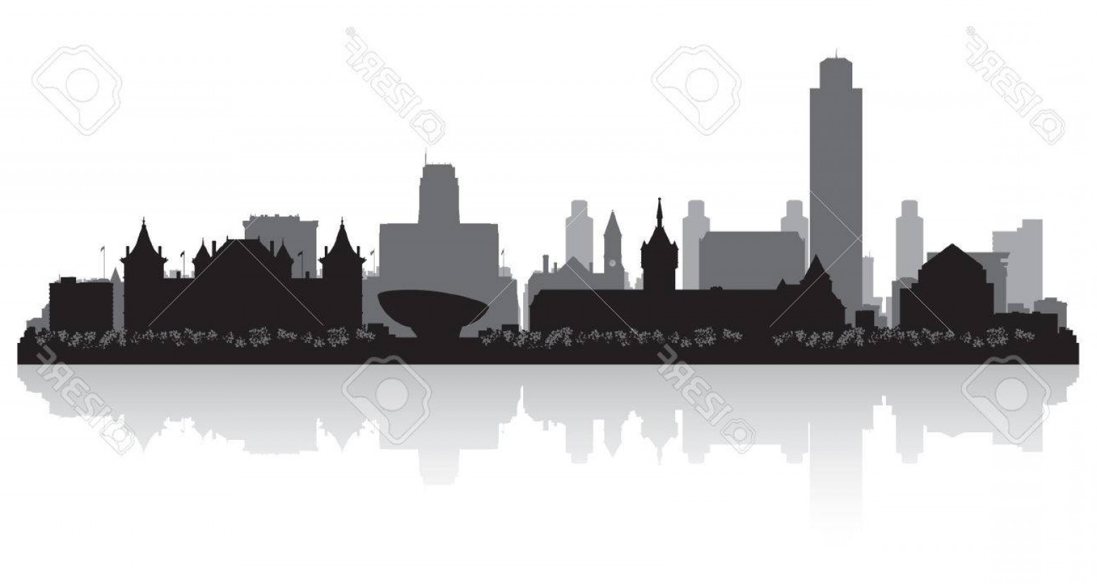1560x831 Photoalbany New York City Skyline Vector Silhouette Illustration