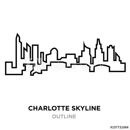500x500 Charlotte Skyline Outline Lorem Outline On White Background