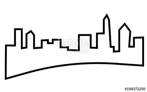 500x313 Charlotte Skyline Silhouette Outline On White Background Stock